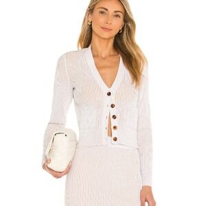 NWT ANINE BING Layla Cream Button‎ Up Cardigan Sweater Ribbed Small New
